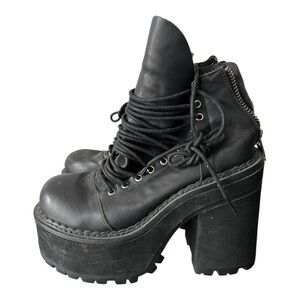 UNIF Black Chunky Platform Boots